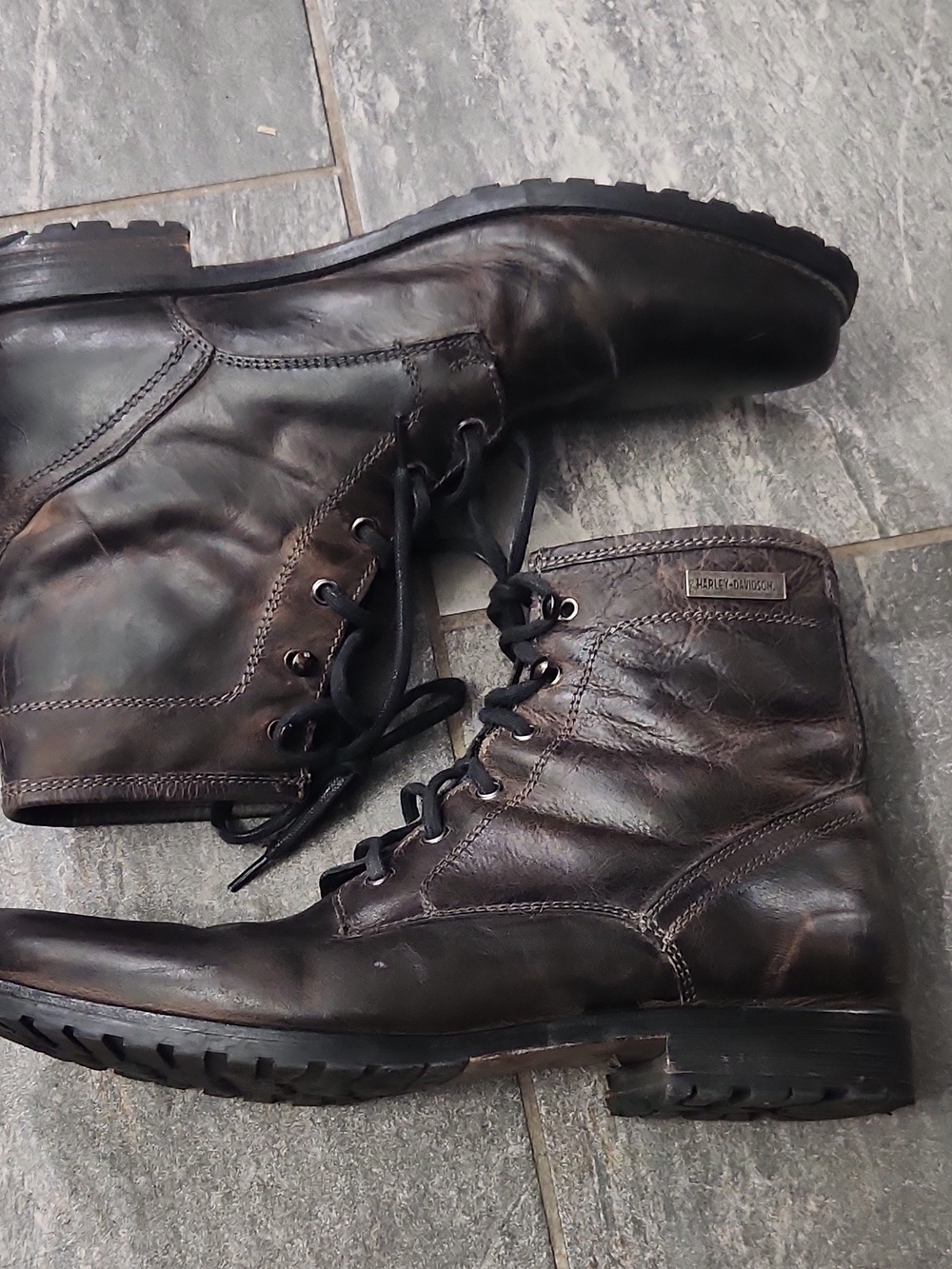Harley Davidson Men's Brown Leather Lace-Up Boots Sz 12